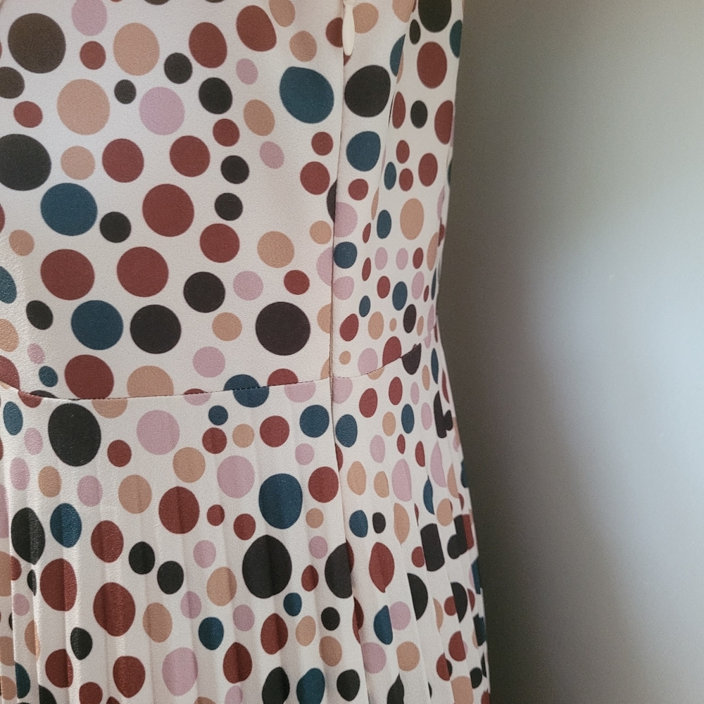 Annah Hariri Rainbow Polka Dot Pleated Long Sleeve Maxi Dress Size 8 - Picture 14 of 16